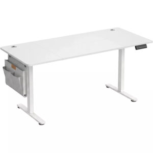 SONGMICS Birou electric reglabil pe inaltime, cadru metalic, functie memorie 4 pozitii, 160x70x(72-120) cm, alb