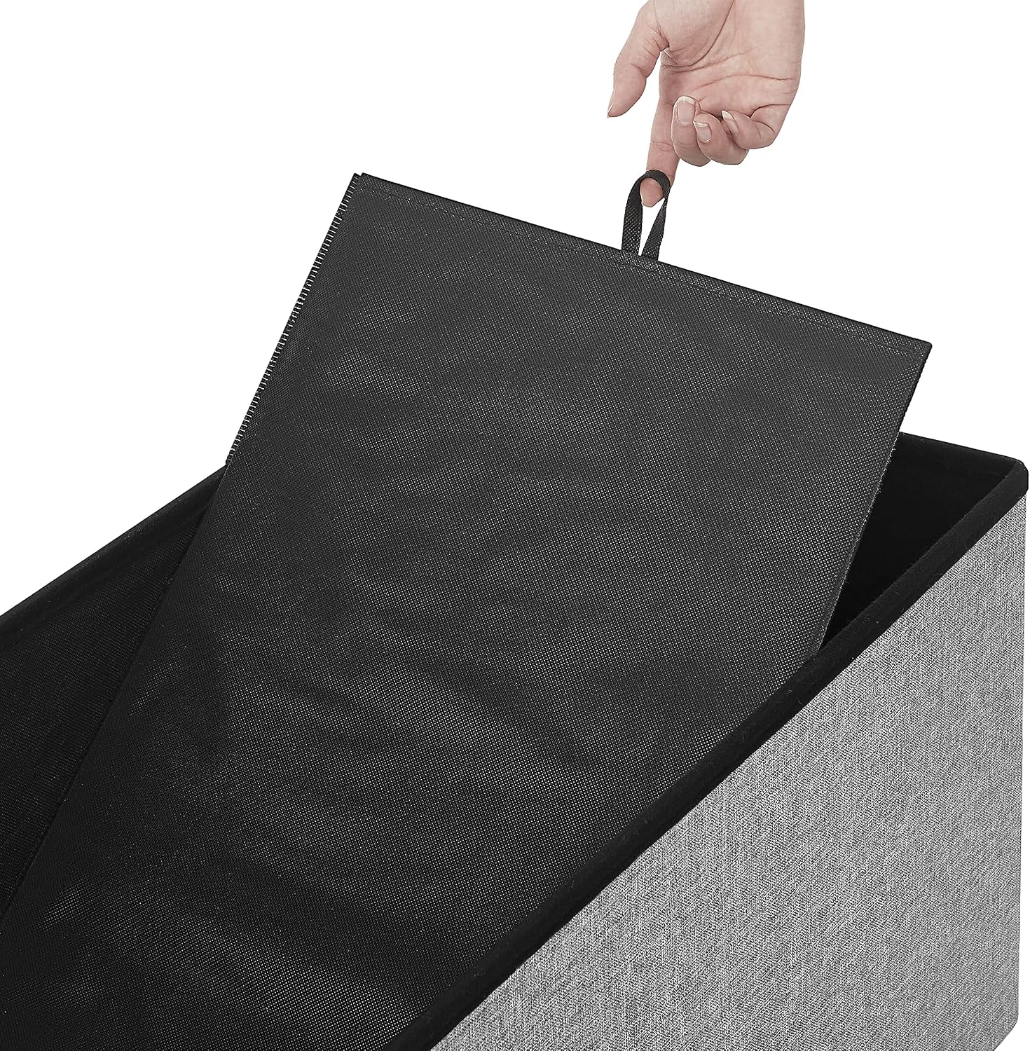 SONGMICS Bancuta pliabila cu spatiu de depozitare, 89 litri, textil tip in si MDF, sezut captusit, maxim 300 kg, 76x38x38 cm, maro - imagine 9