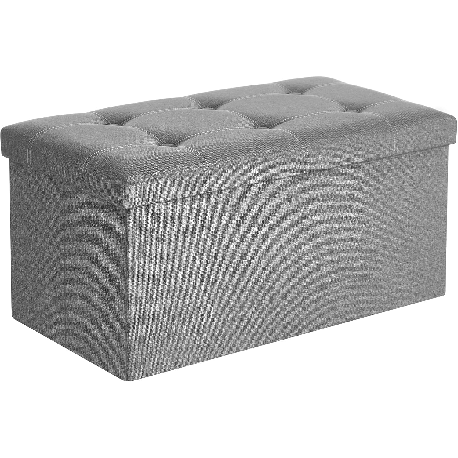 SONGMICS Bancuta pliabila cu spatiu de depozitare, 89 litri, textil tip in si MDF, sezut captusit, maxim 300 kg, 76x38x38 cm, maro