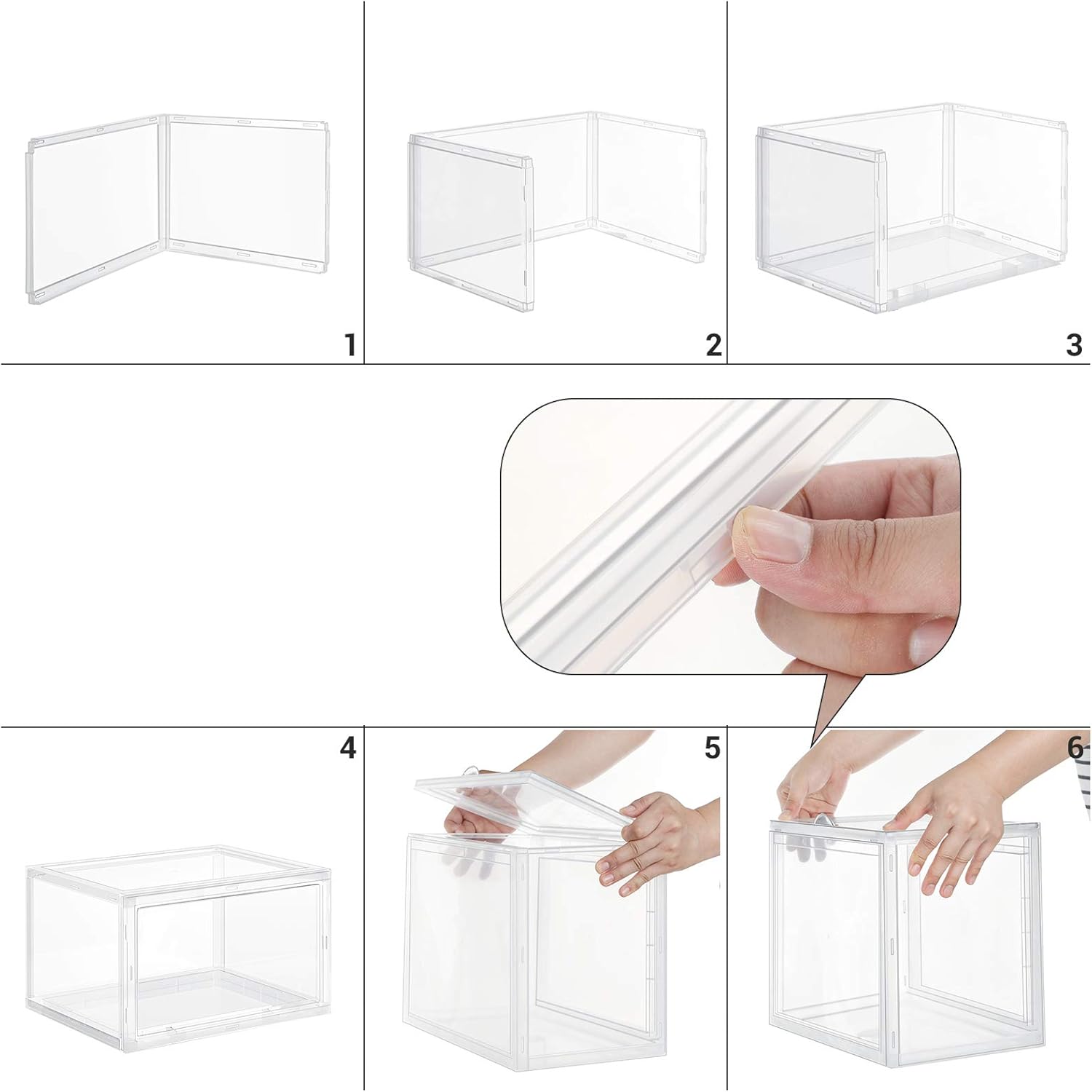 SONGMICS Organizatoare pantofi, transparente cu usa frontala, stivuibile, PVC, 3 cutii x 36x28x22 cm, transparent - imagine 2