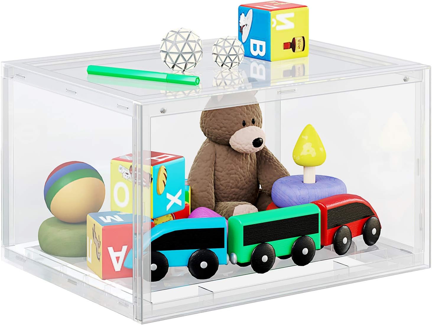 SONGMICS Organizatoare pantofi, transparente cu usa frontala, stivuibile, PVC, 3 cutii x 36x28x22 cm, transparent - imagine 7