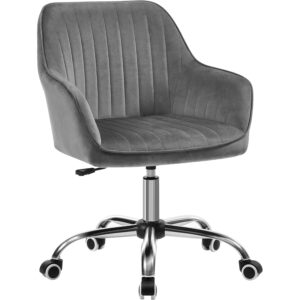SONGMICS Scaun de birou rotativ din catifea, reglabil pe inaltime, 64x62x84-94 cm, maxim 120 kg, gri