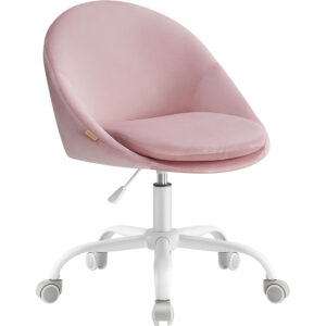 SONGMICS Scaun de birou ergonomic, inaltime reglabila, 60x60x(80-90) cm, roz pastel