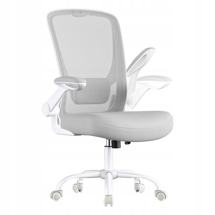 SONGMICS Scaun de birou ergonomic reglabil cu spatar mesh si suport lombar, maxim 120 kg, 64x64x107 cm, gri deschis
