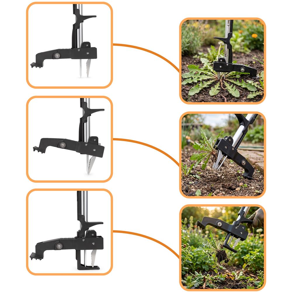 Extractor manual pentru buruieni cu tot cu radacina, cu pedala si mecanism de evacuare, 99x29x8 cm - imagine 3