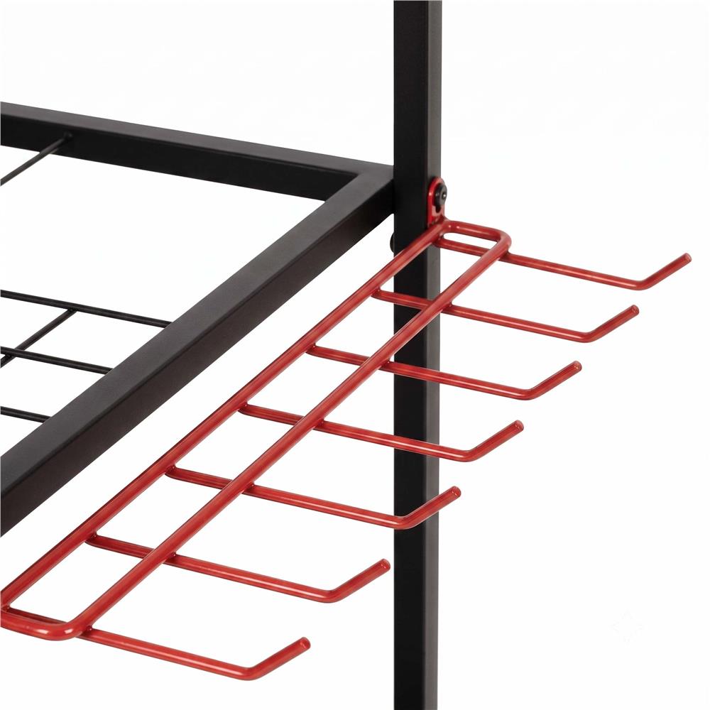 Carucior mobil pentru scule si unelte de gradina cu 3 rafturi, organizator metalic cu roti, 66x40x96 cm, negru - imagine 12