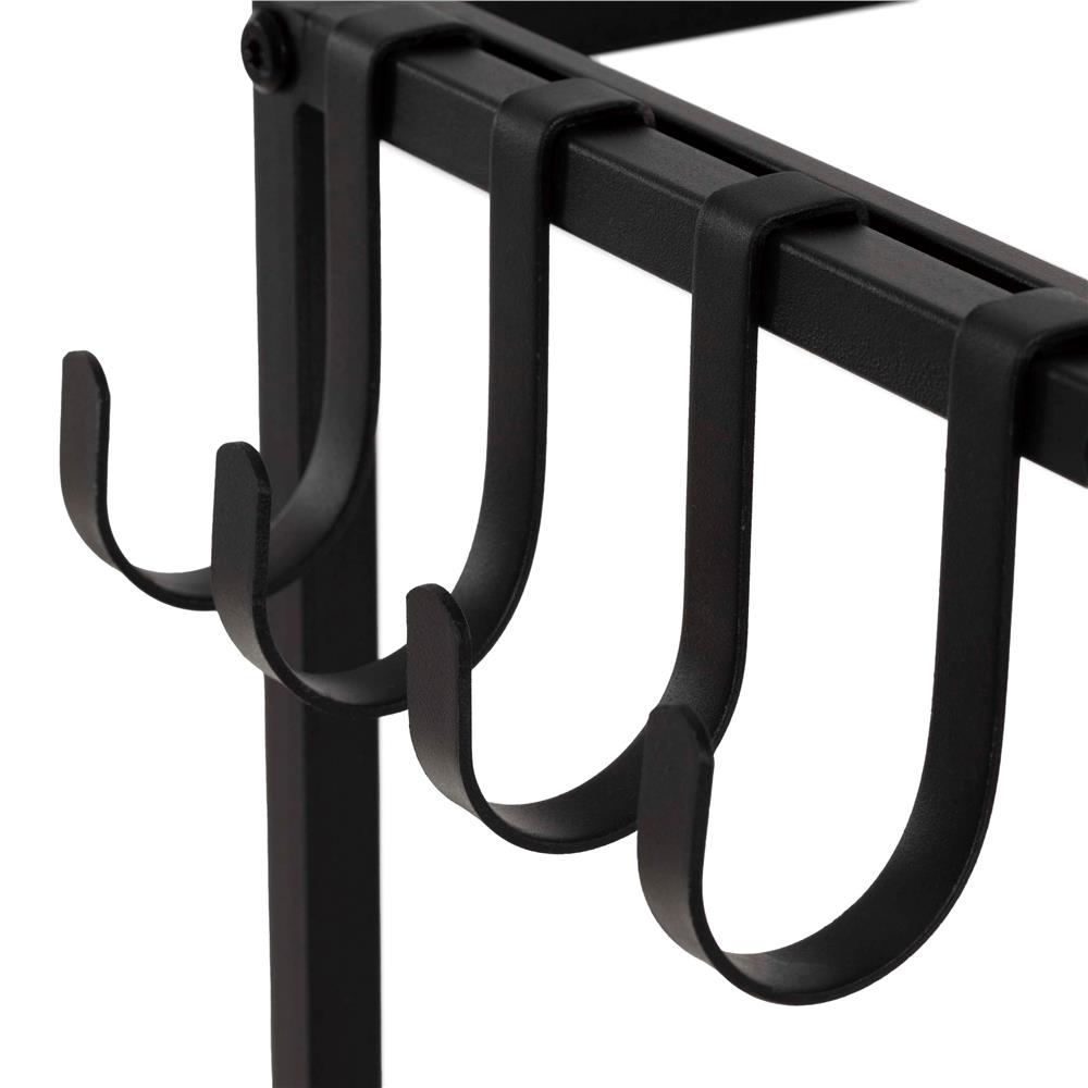 Carucior mobil pentru scule si unelte de gradina cu 3 rafturi, organizator metalic cu roti, 66x40x96 cm, negru - imagine 14