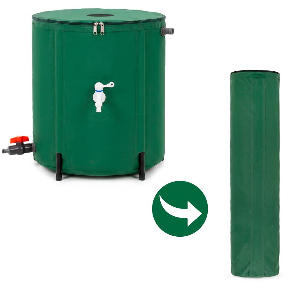 Rezervor pliabil pentru colectarea apei de ploaie, 100 L, PVC 1000D, cu 2 robinete si sistem preaplin, verde - imagine 9