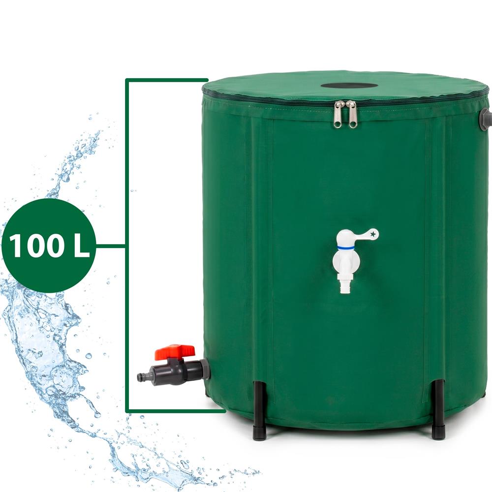 Rezervor pliabil pentru colectarea apei de ploaie, 100 L, PVC 1000D, cu 2 robinete si sistem preaplin, verde - imagine 12