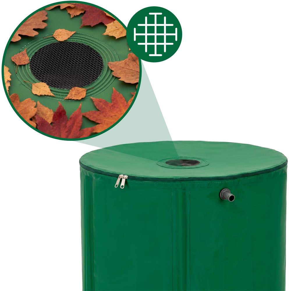 Rezervor pliabil pentru colectarea apei de ploaie, 100 L, PVC 1000D, cu 2 robinete si sistem preaplin, verde - imagine 13