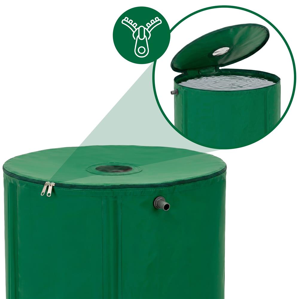 Rezervor pliabil pentru colectarea apei de ploaie, 100 L, PVC 1000D, cu 2 robinete si sistem preaplin, verde - imagine 15