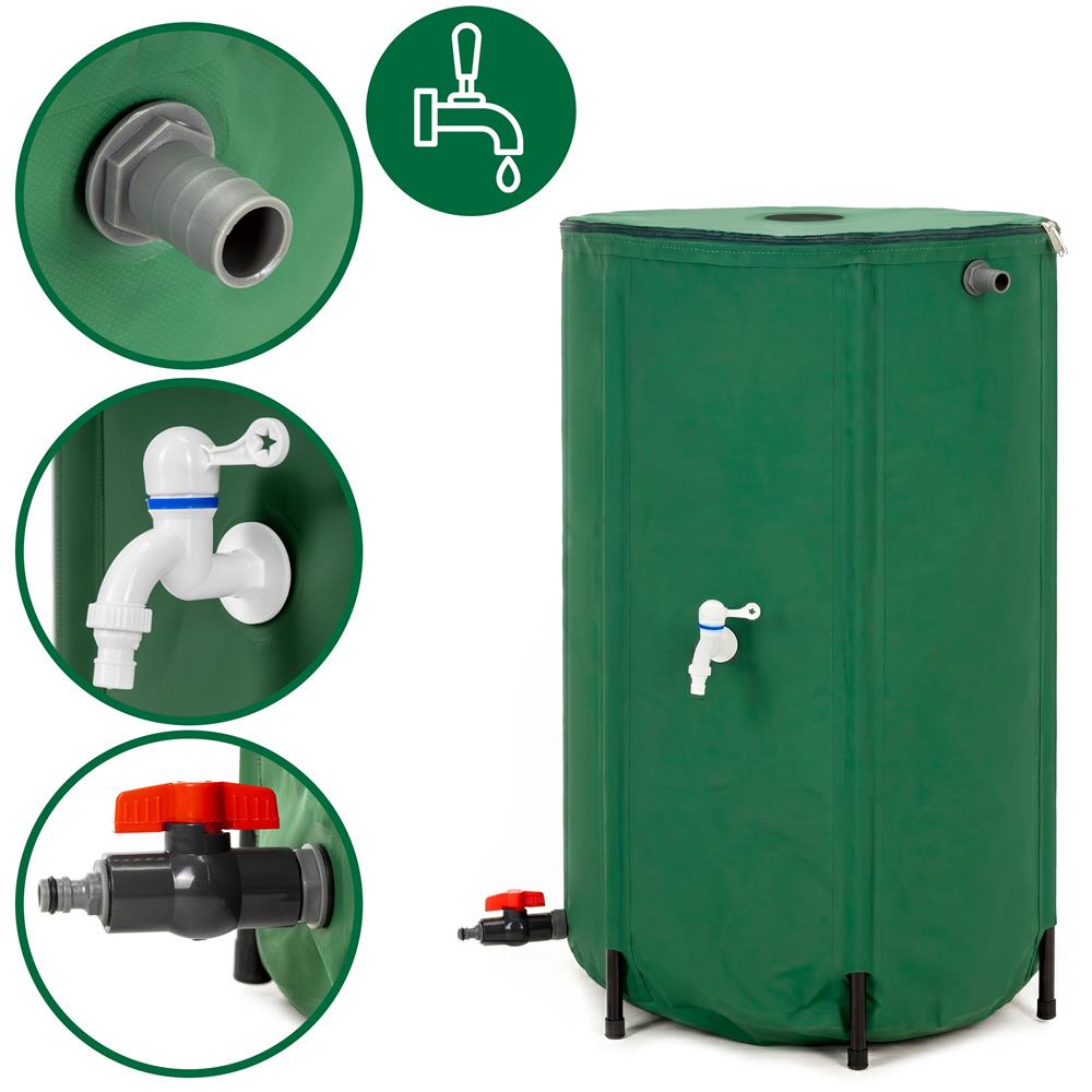 Rezervor pliabil pentru colectarea apei de ploaie, 250 L, PVC 1000D, cu 2 robinete si sistem preaplin, verde - imagine 10