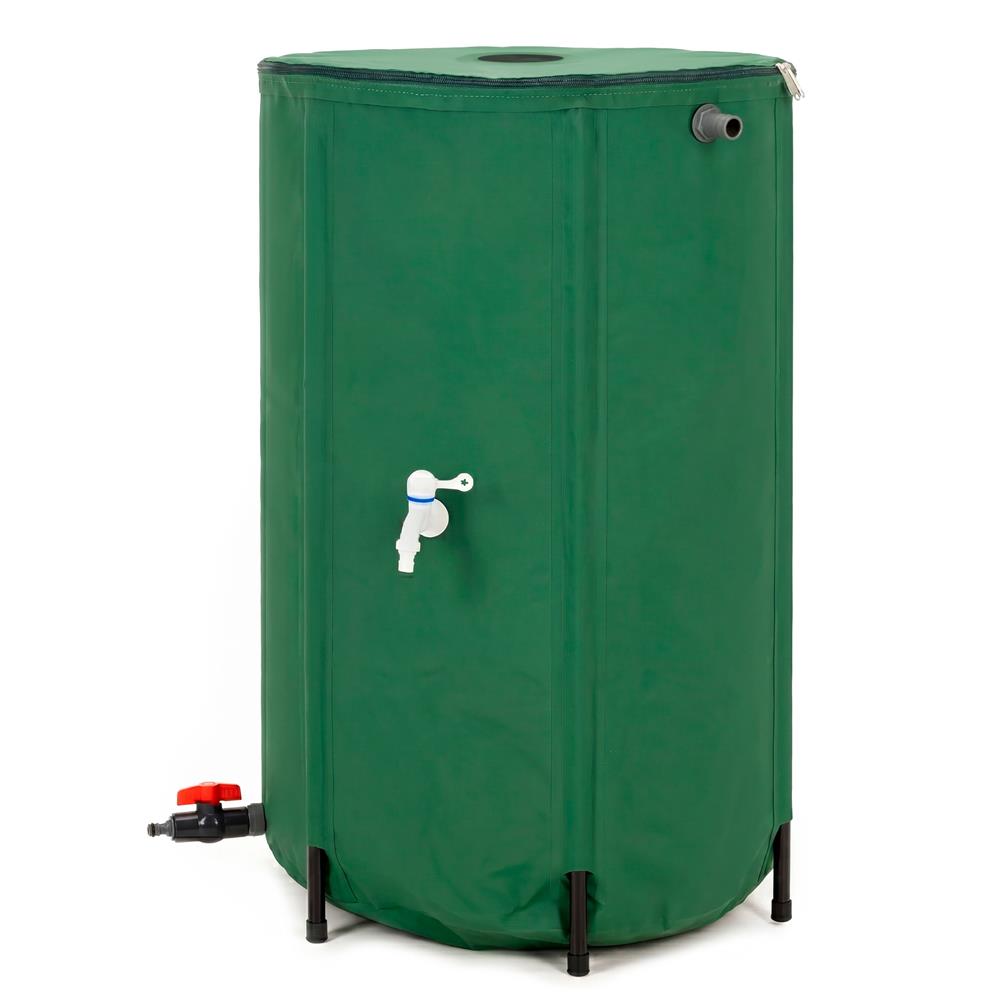 Rezervor pliabil pentru colectarea apei de ploaie, 250 L, PVC 1000D, cu 2 robinete si sistem preaplin, verde