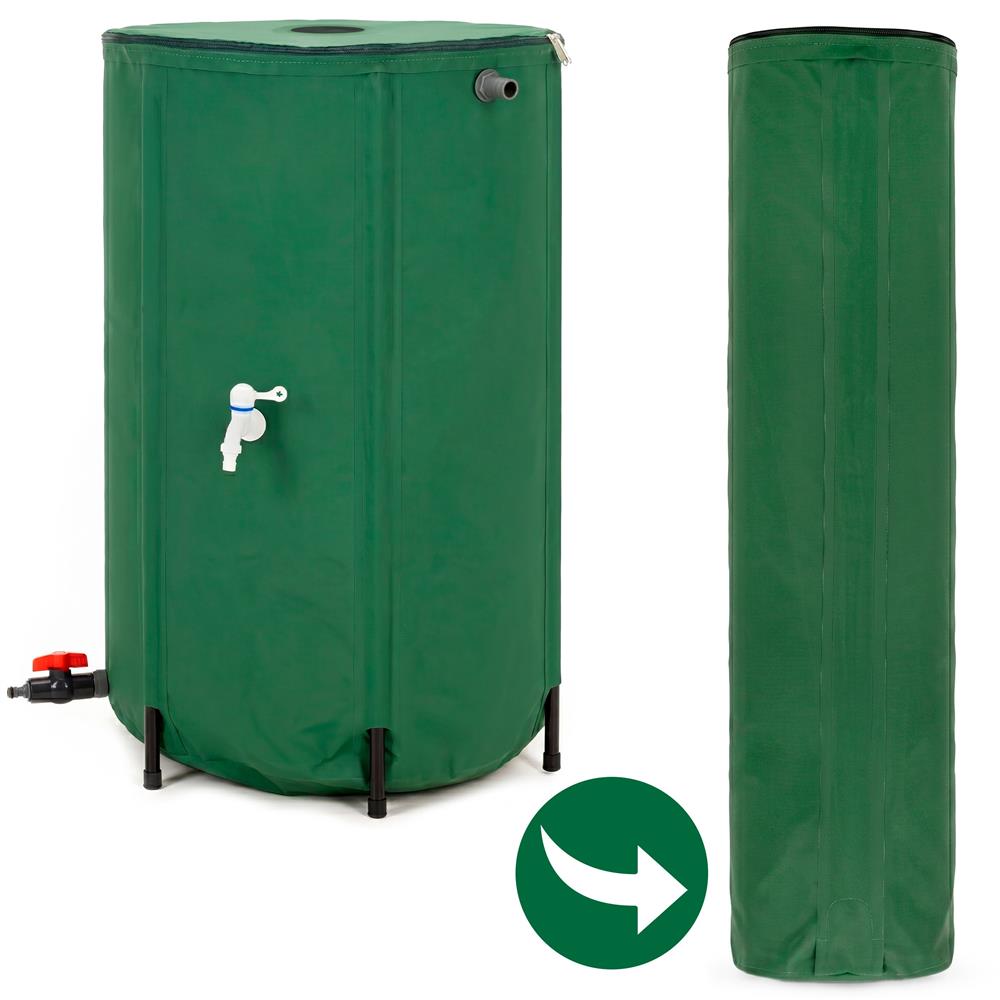 Rezervor pliabil pentru colectarea apei de ploaie, 250 L, PVC 1000D, cu 2 robinete si sistem preaplin, verde - imagine 5