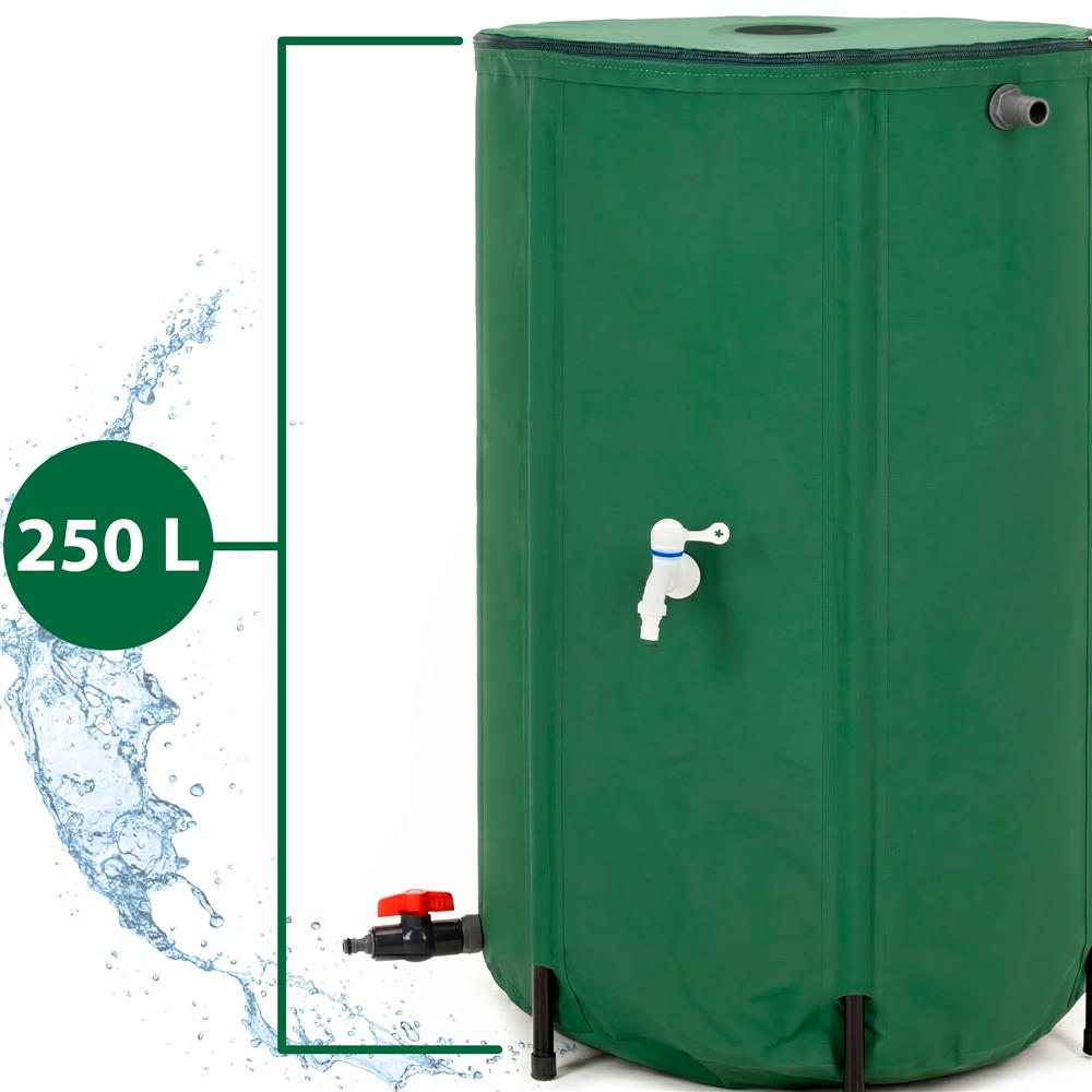 Rezervor pliabil pentru colectarea apei de ploaie, 250 L, PVC 1000D, cu 2 robinete si sistem preaplin, verde - imagine 8
