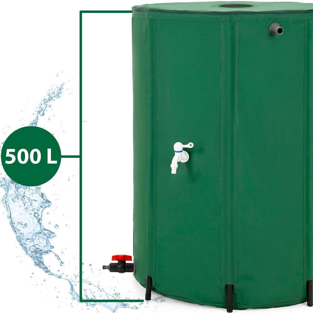 Rezervor pliabil pentru colectarea apei de ploaie, 500 L, PVC 1000D, cu 2 robinete si sistem preaplin, verde - imagine 15