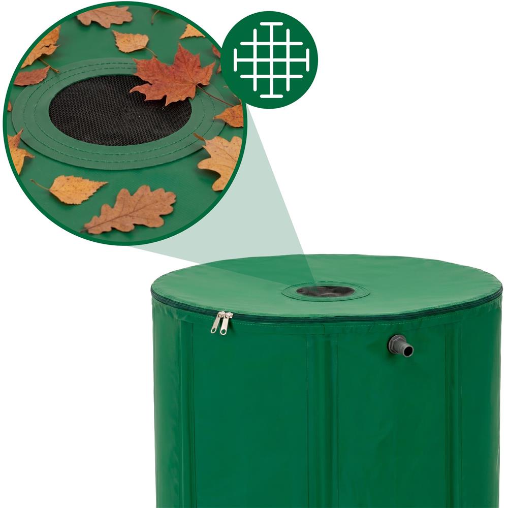 Rezervor pliabil pentru colectarea apei de ploaie, 500 L, PVC 1000D, cu 2 robinete si sistem preaplin, verde - imagine 16