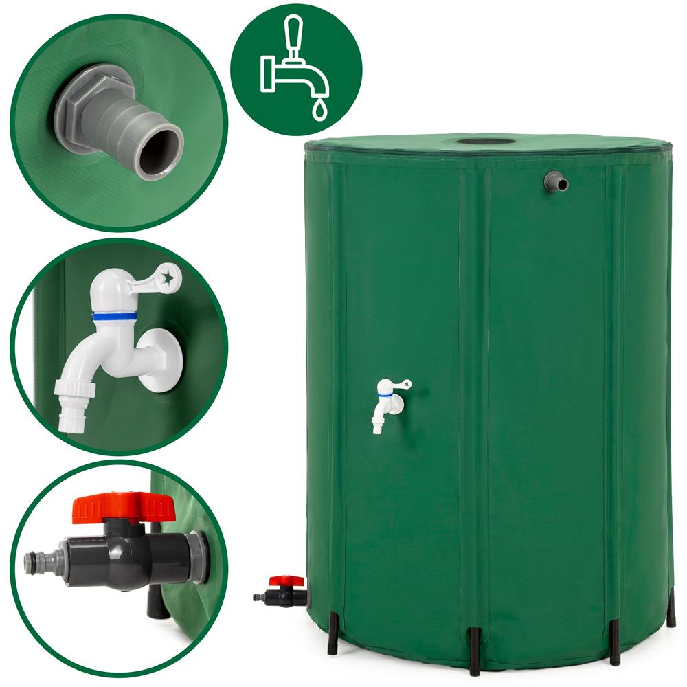 Rezervor pliabil pentru colectarea apei de ploaie, 500 L, PVC 1000D, cu 2 robinete si sistem preaplin, verde - imagine 17