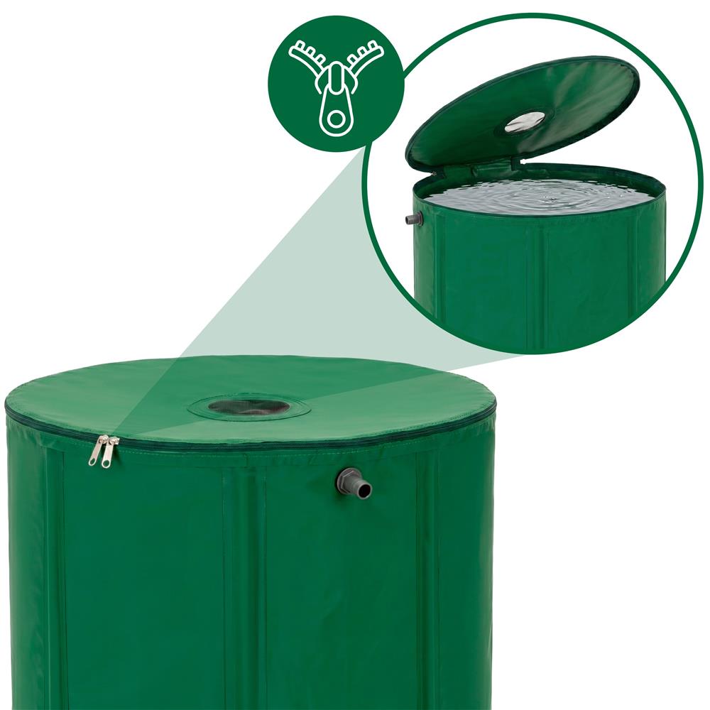 Rezervor pliabil pentru colectarea apei de ploaie, 500 L, PVC 1000D, cu 2 robinete si sistem preaplin, verde - imagine 18
