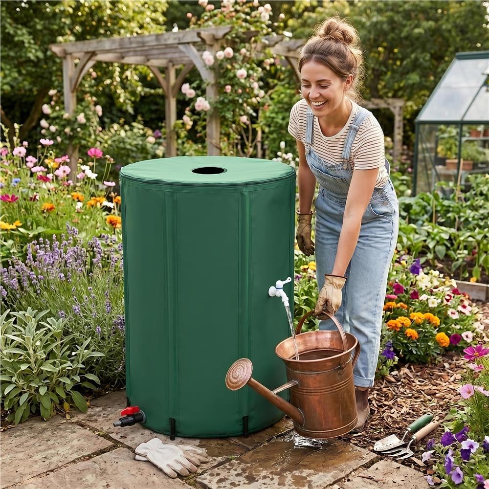 Rezervor pliabil pentru colectarea apei de ploaie, 500 L, PVC 1000D, cu 2 robinete si sistem preaplin, verde - imagine 10