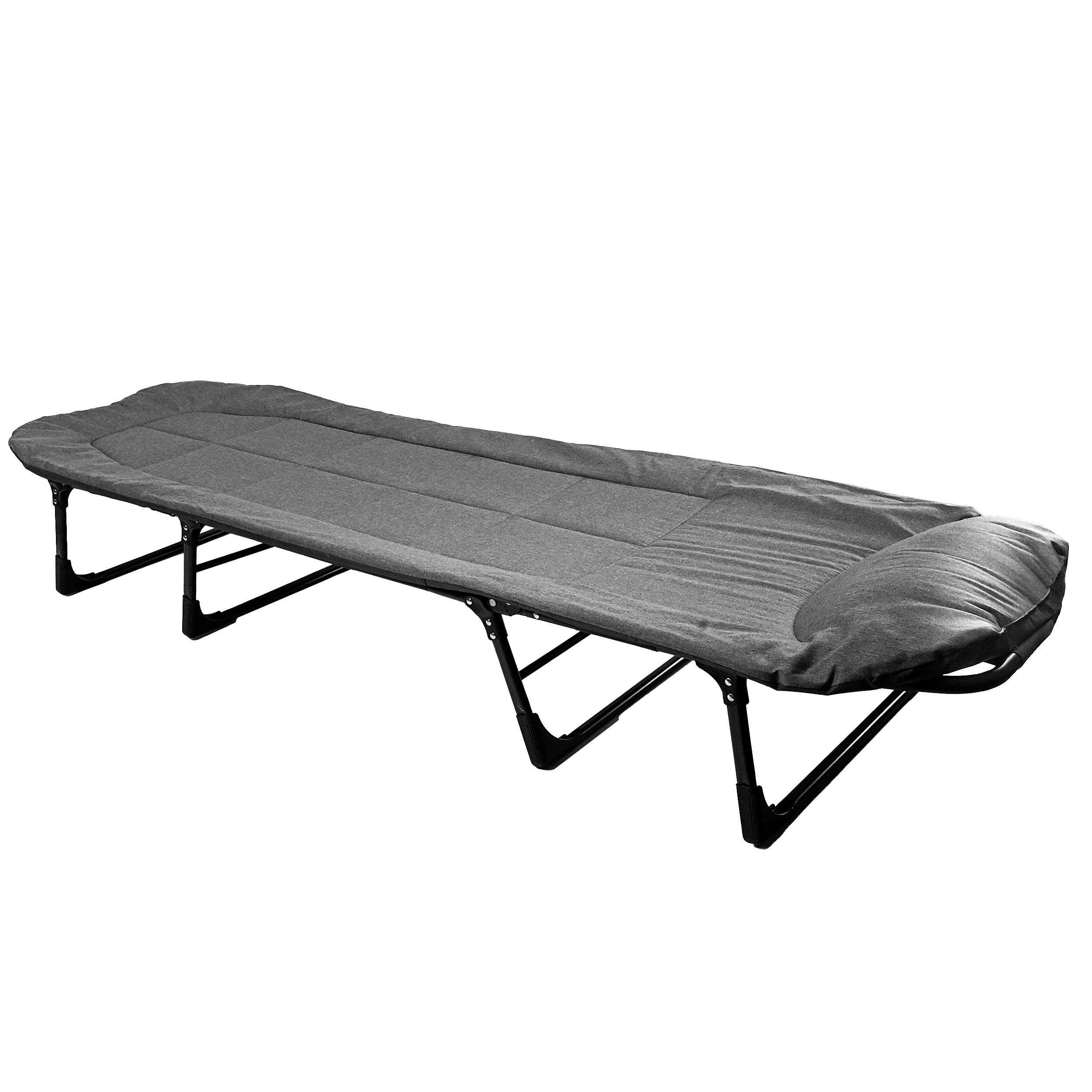 Pat pliabil camping Deluxe Trip cu spatar reglabil tip sezlong, 200x65x32 cm, gri - imagine 7