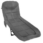 Pat pliabil camping Deluxe Trip cu spatar reglabil tip sezlong, 200x65x32 cm, gri