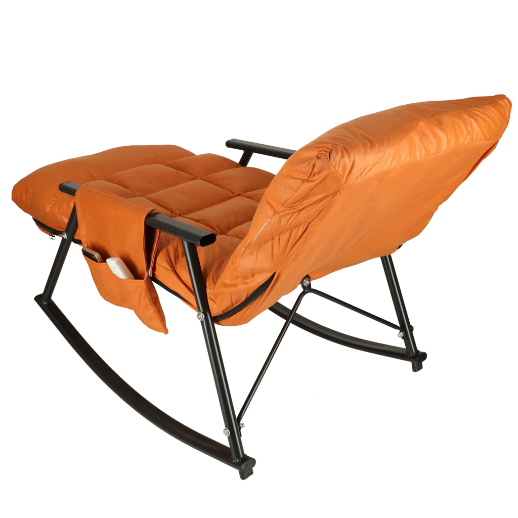 Fotoliu balansoar tip sezlong, pliabil pentru gradina, cu buzunar lateral, 137x49x74 cm, maxim 100 kg, portocaliu - imagine 9
