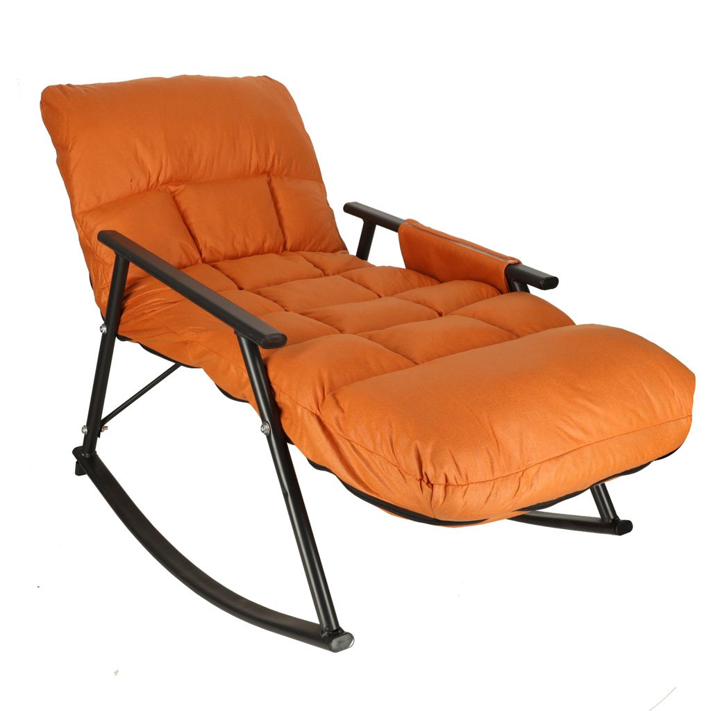 Fotoliu balansoar tip sezlong, pliabil pentru gradina, cu buzunar lateral, 137x49x74 cm, maxim 100 kg, portocaliu - imagine 10