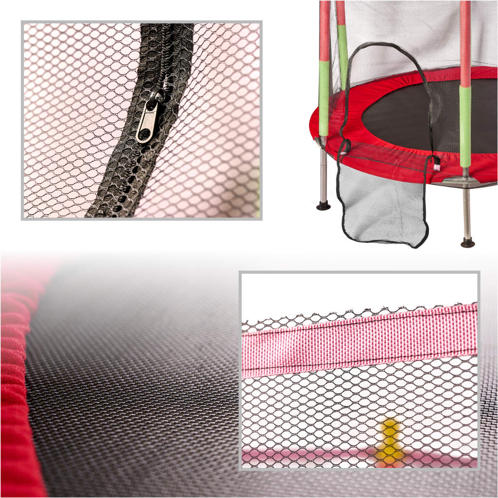 Trambulina pentru copii cu plasa de protectie, diametru 140 cm, 150 kg, rosu - imagine 2