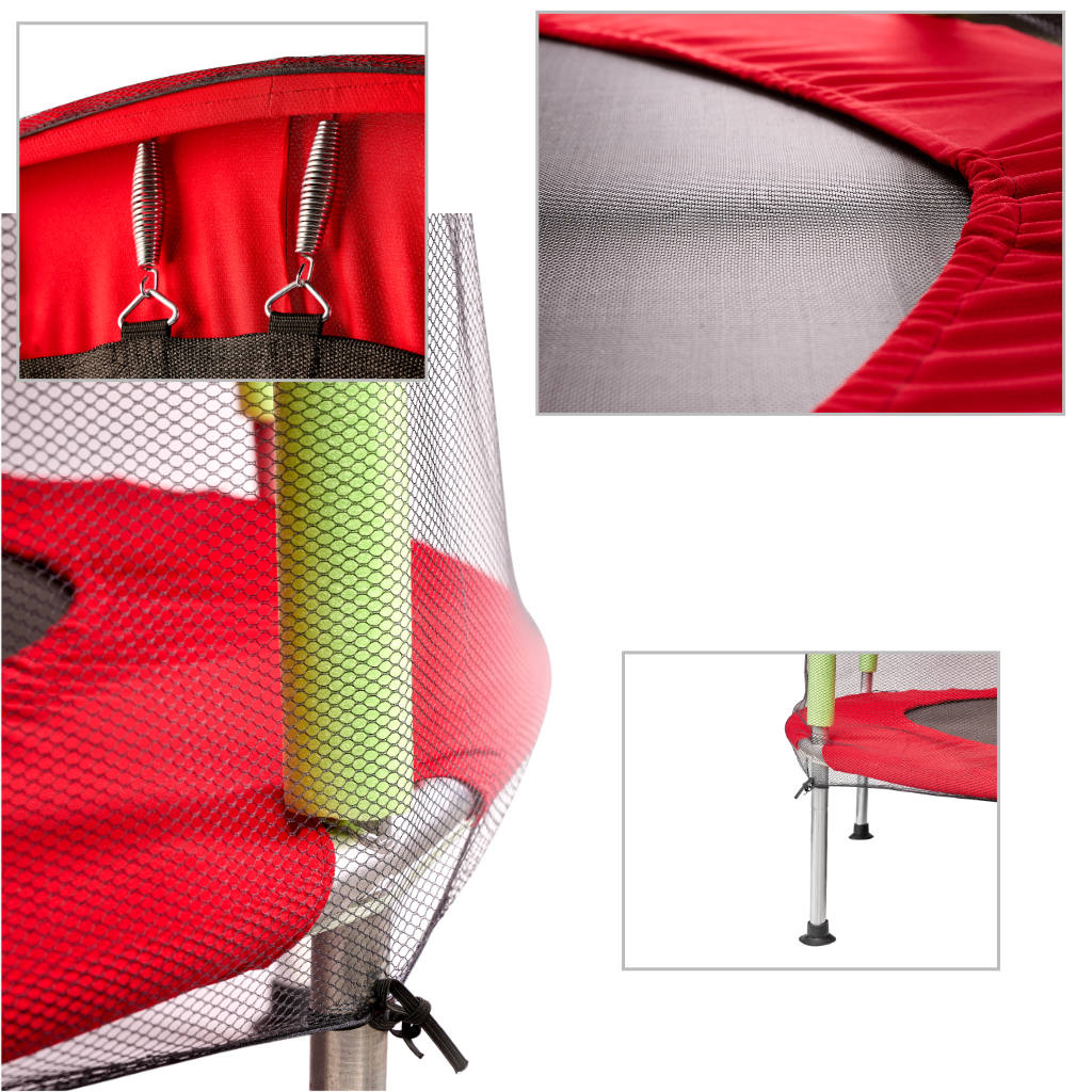Trambulina pentru copii cu plasa de protectie, diametru 140 cm, 150 kg, rosu - imagine 3