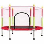 Trambulina pentru copii cu plasa de protectie, diametru 140 cm, 150 kg, rosu