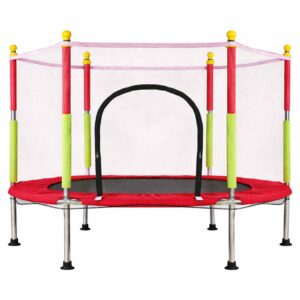 Trambulina pentru copii cu plasa de protectie, diametru 140 cm, 150 kg, rosu
