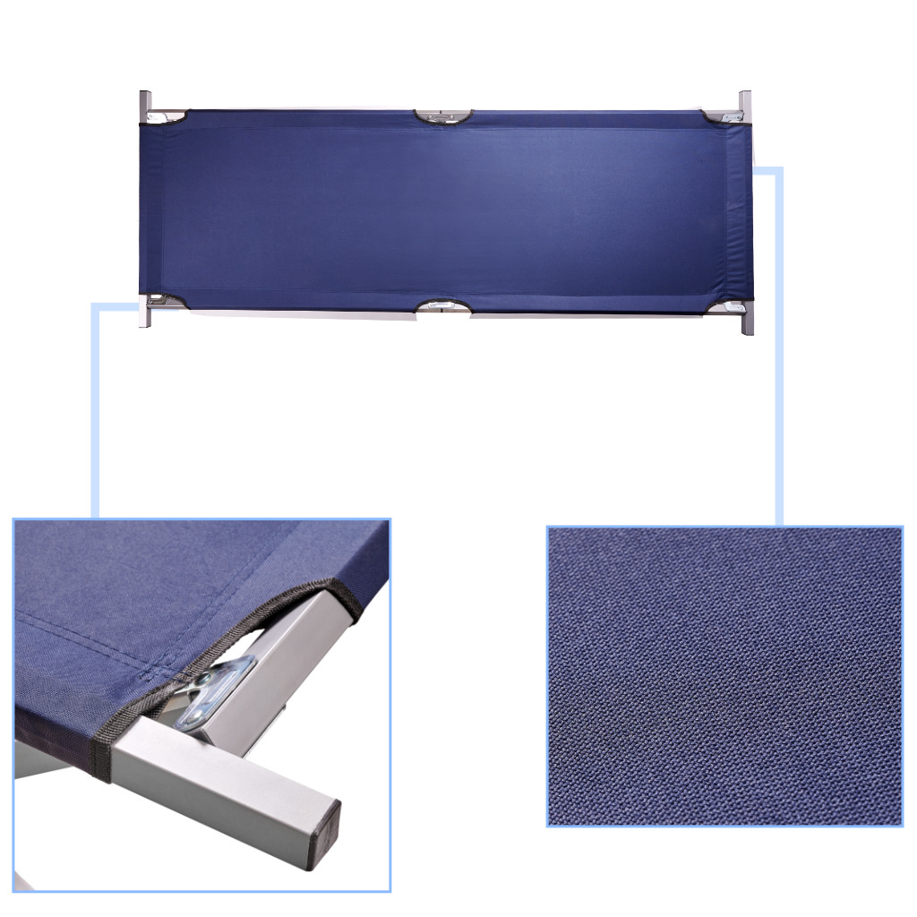 Pat pliabil pentru camping, cadru otel, husa transport, 191x76x42 cm, maxim 150 kg, albastru - imagine 7