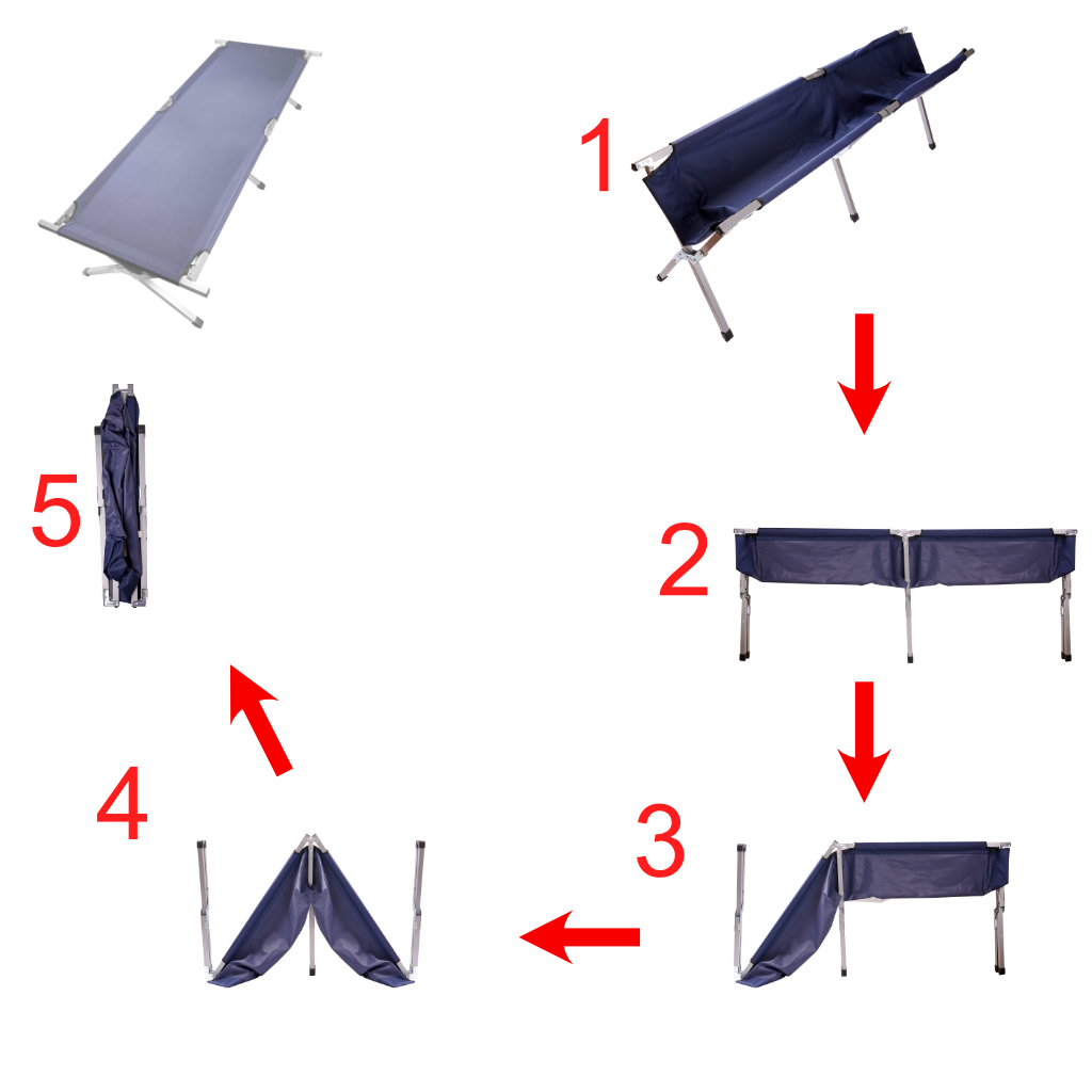 Pat pliabil pentru camping, cadru otel, husa transport, 191x76x42 cm, maxim 150 kg, albastru - imagine 8