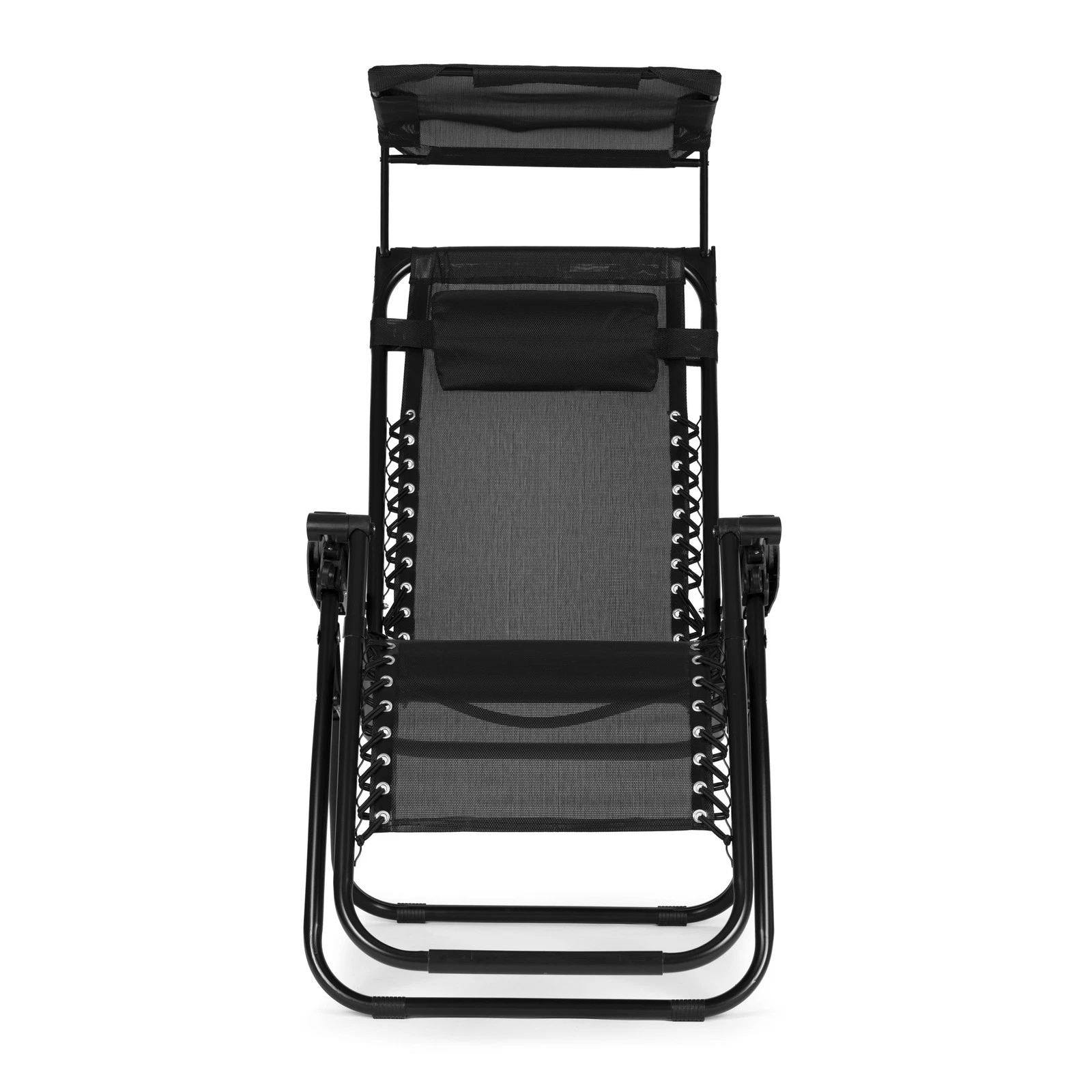 Sezlong pliabil 86x67x120 cm, zero gravity, copertina reglabila, spatar 3 pozitii, cadru otel si material impermeabil, negru - imagine 3