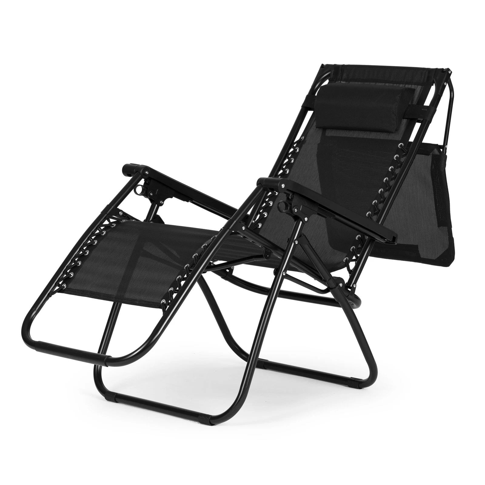 Sezlong pliabil 86x67x120 cm, zero gravity, copertina reglabila, spatar 3 pozitii, cadru otel si material impermeabil, negru - imagine 4