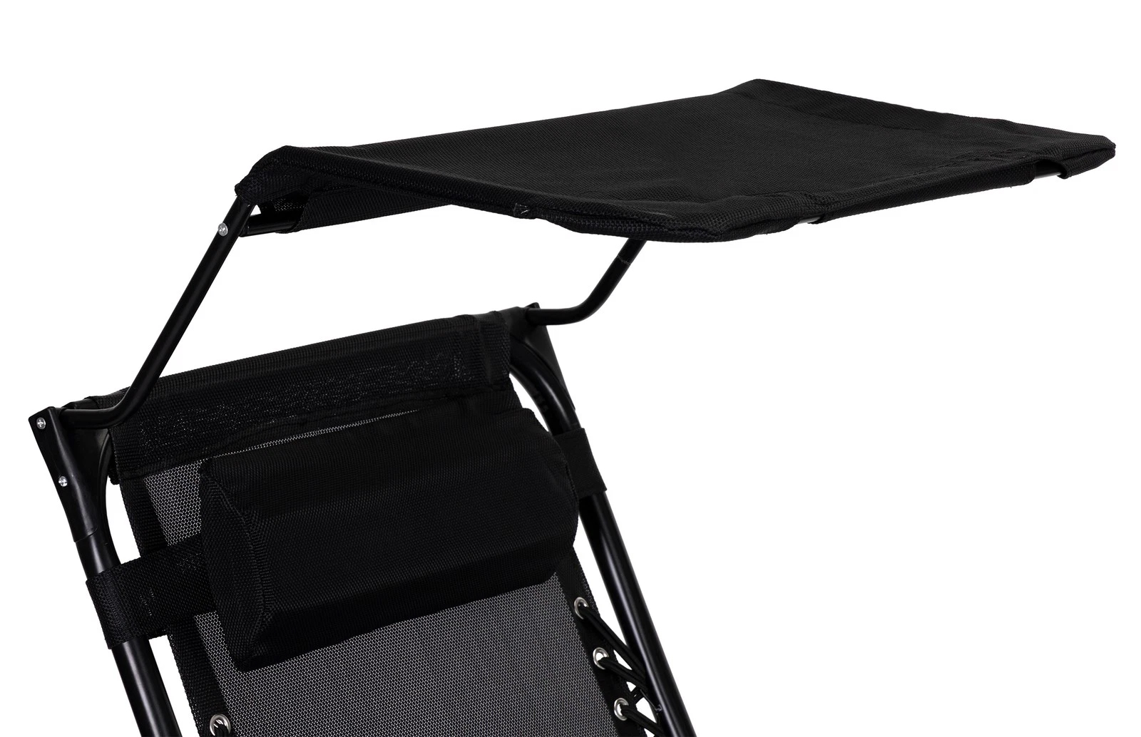 Sezlong pliabil 86x67x120 cm, zero gravity, copertina reglabila, spatar 3 pozitii, cadru otel si material impermeabil, negru - imagine 7