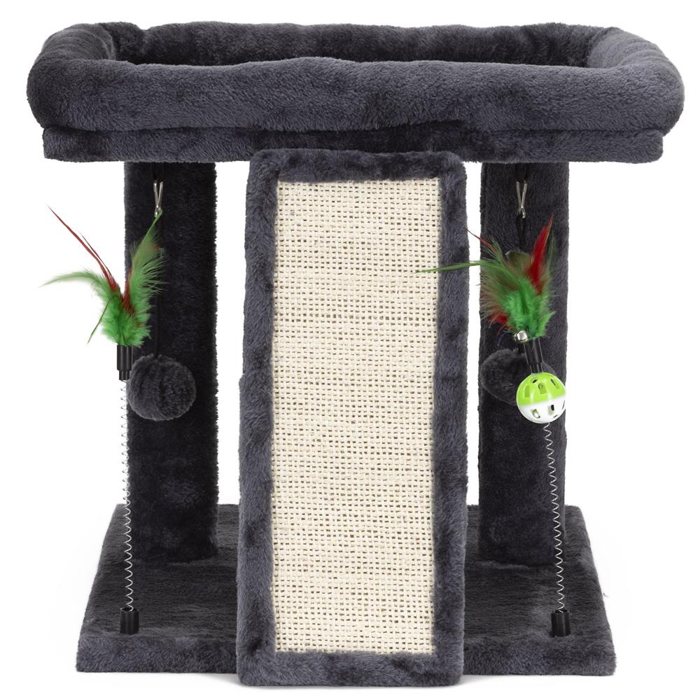 Ansamblu de joaca pentru pisici cu culcus, sisal si jucarii, 40x49x60 cm, gri inchis - imagine 14