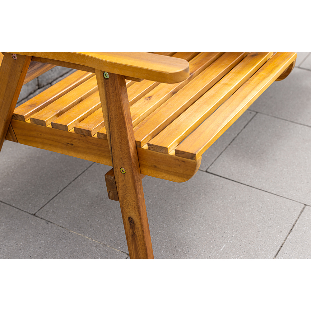 Banca de gradina 153x65x82 cm, 2 locuri, cu raft lateral, lemn de salcam, maro - imagine 7