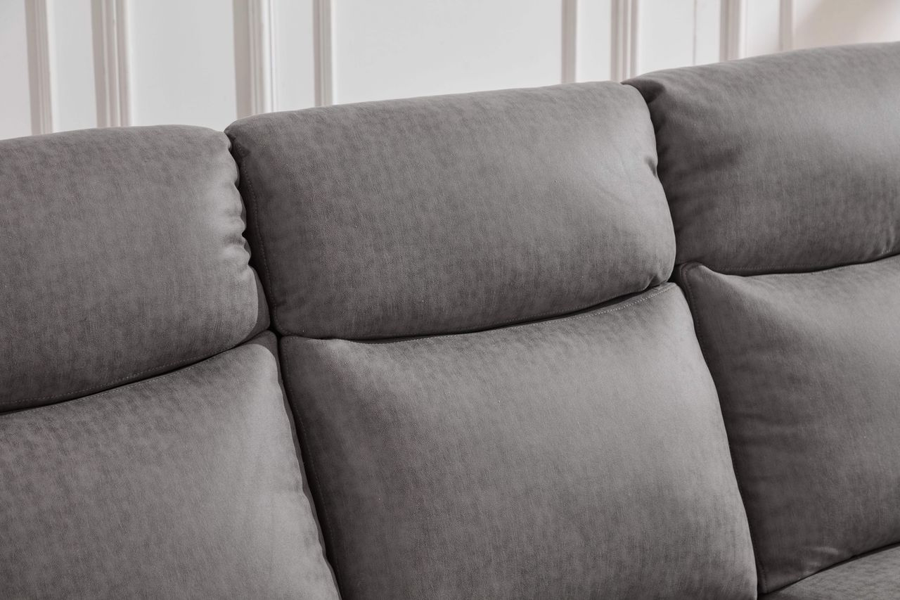 Set canapele extensibile electric, 3 piese, functie recliner, consola centrala, 6 locuri, gri deschis - imagine 10