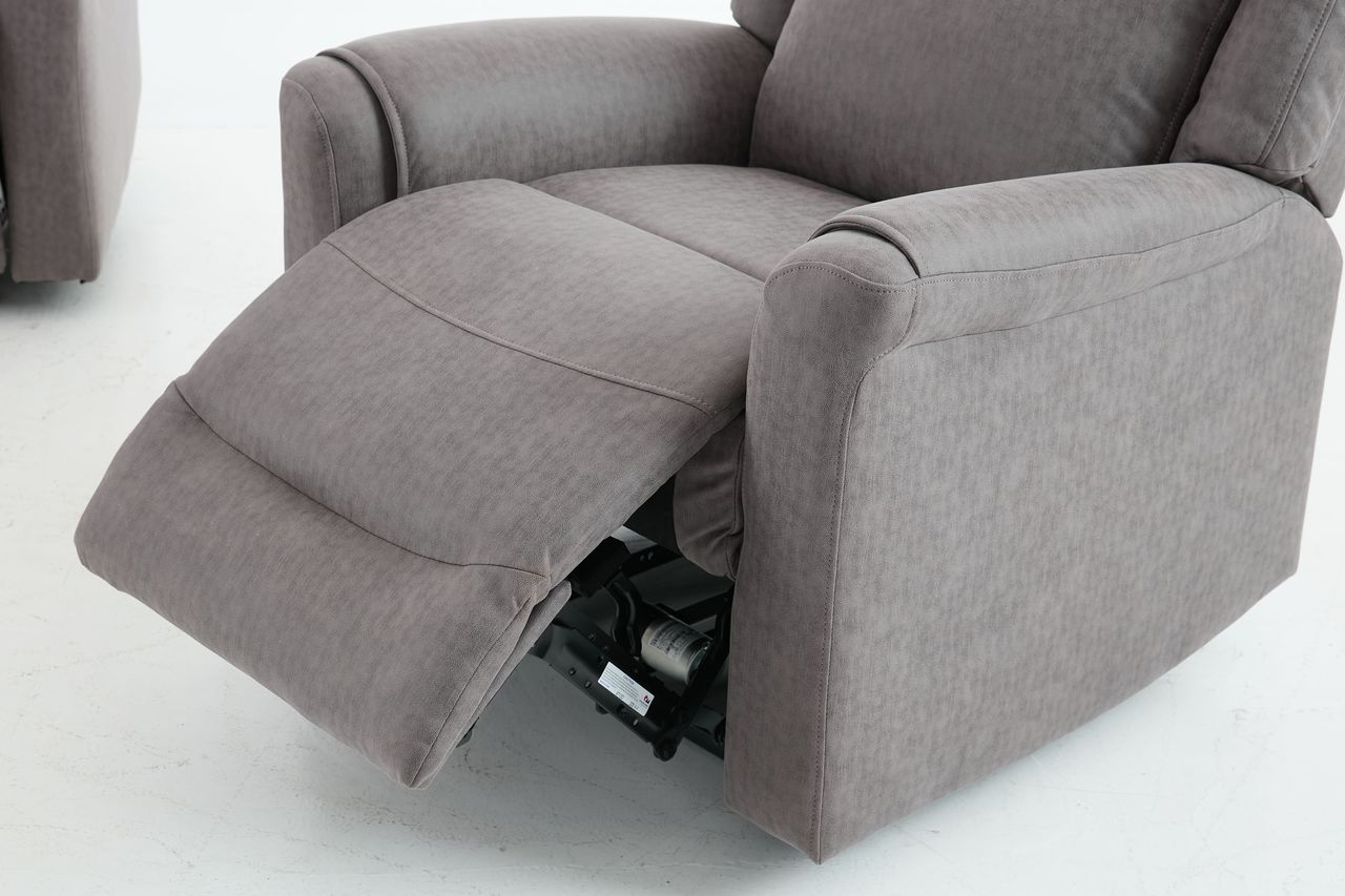 Set canapele extensibile electric, 3 piese, functie recliner, consola centrala, 6 locuri, gri deschis - imagine 17