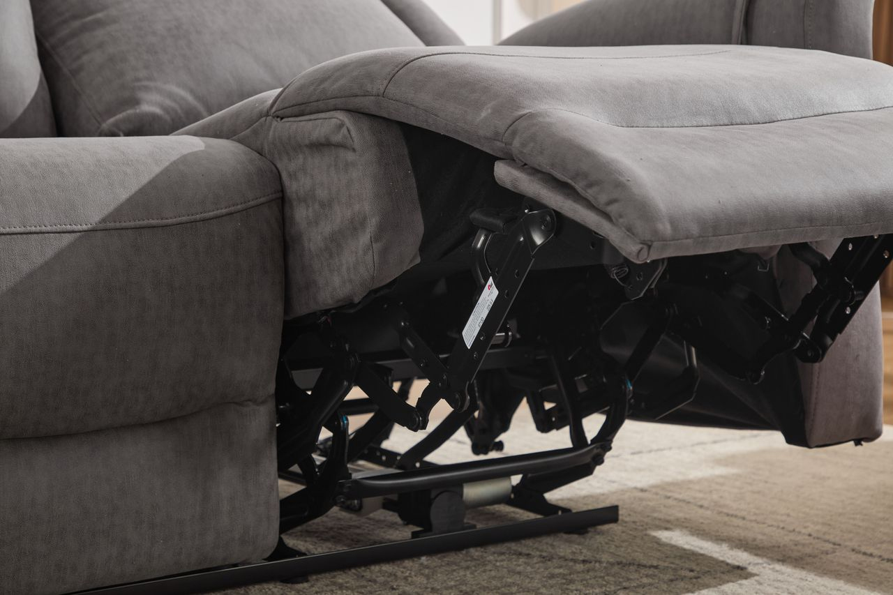 Set canapele extensibile electric, 3 piese, functie recliner, consola centrala, 6 locuri, gri deschis - imagine 19