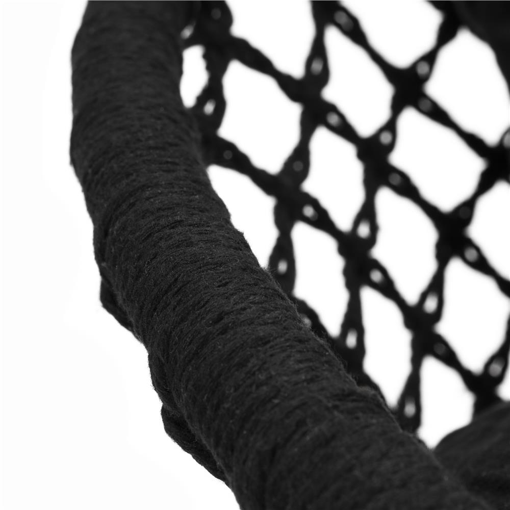 Scaun dublu tip leagan suspendat pentru casa sau gradina, cu perne, stil boho, 128x66x124 cm, maxim 300 kg, negru - imagine 11