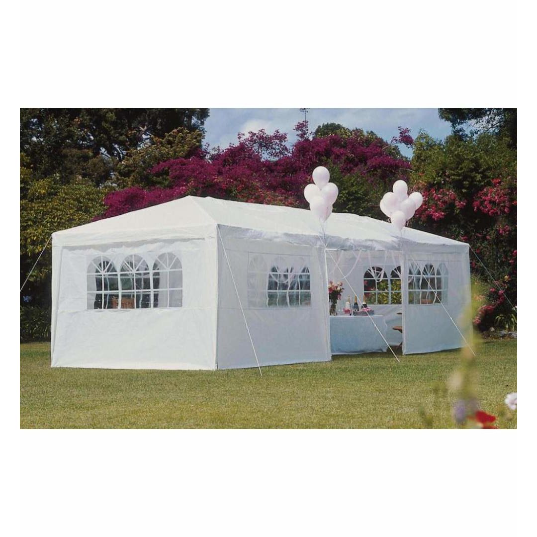 Cort pavilion pentru gradina, curte sau evenimente cu 8 pereti laterali, 300x900x266 cm, alb - imagine 2