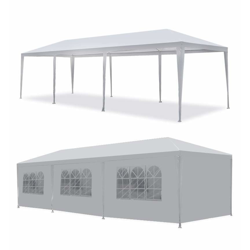 Cort pavilion pentru gradina, curte sau evenimente cu 8 pereti laterali, 300x900x266 cm, alb - imagine 5