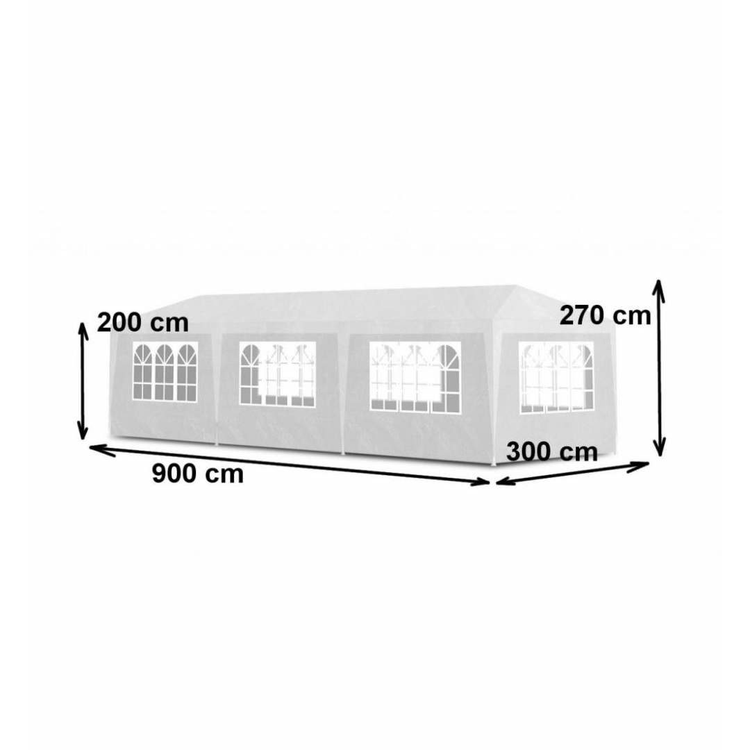 Cort pavilion pentru gradina, curte sau evenimente cu 8 pereti laterali, 300x900x266 cm, alb - imagine 3