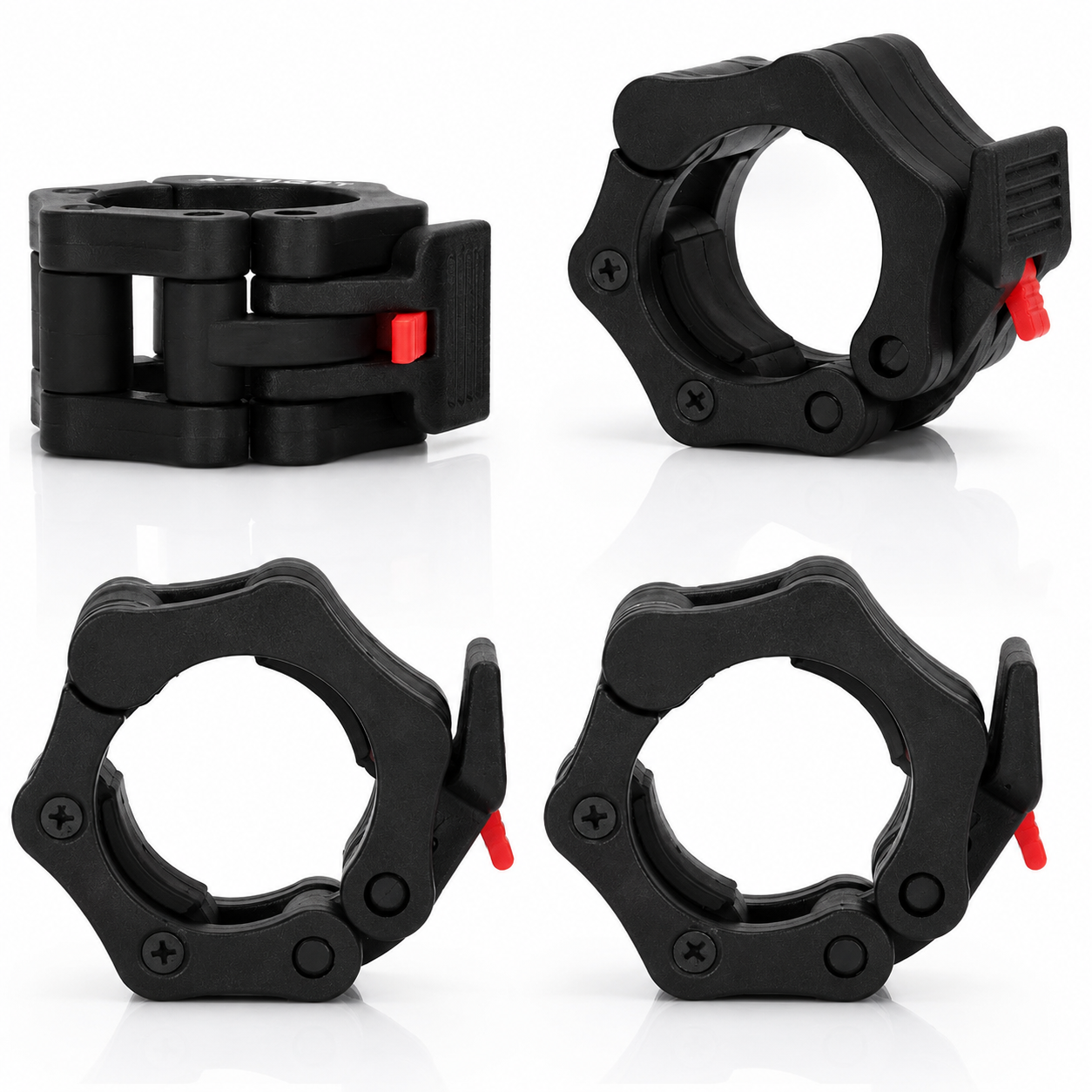 Set 2 cleme pentru bara olimpica 50 mm, sistem de inchidere cu clips, insertii interioare din cauciuc, negru - imagine 6