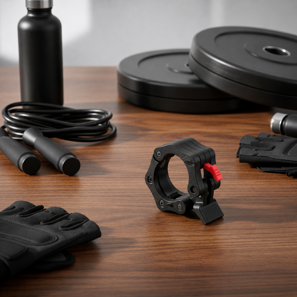 Set 2 cleme pentru bara olimpica 50 mm, sistem de inchidere cu clips, insertii interioare din cauciuc, negru - imagine 8