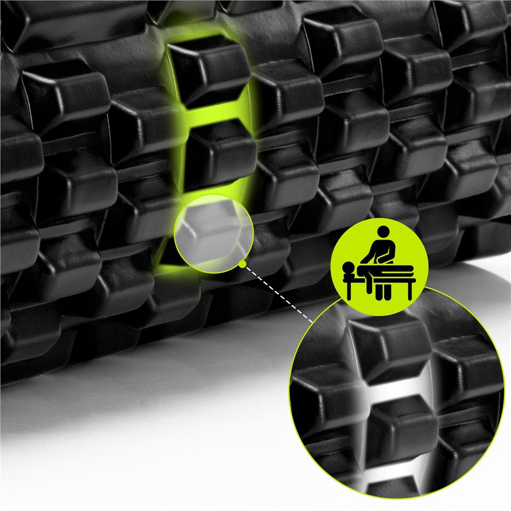 Rola pentru masaj si stretching din spuma EVA, duritate medie 50 Shore A, 33x14 cm, negru - imagine 17
