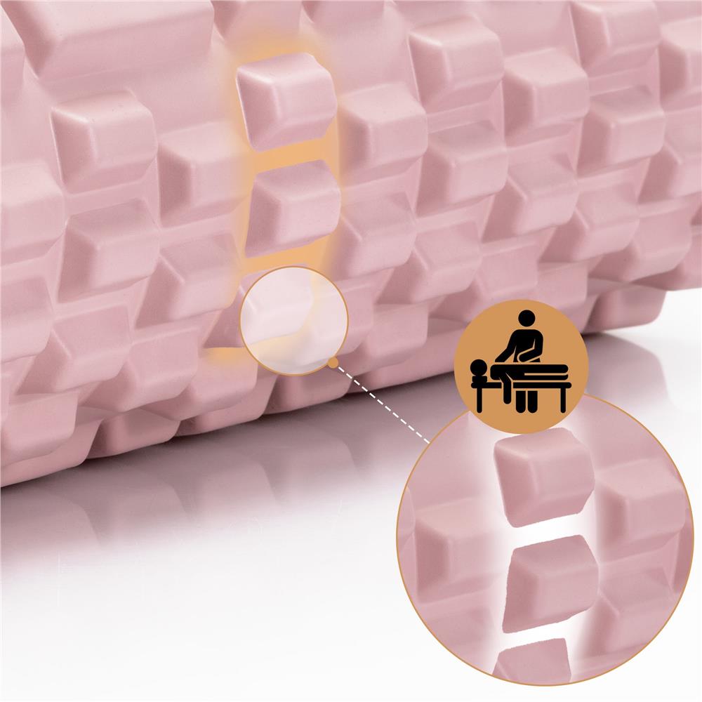 Rola pentru masaj si stretching din spuma EVA, duritate medie 50 Shore A, 33x14 cm, roz - imagine 14